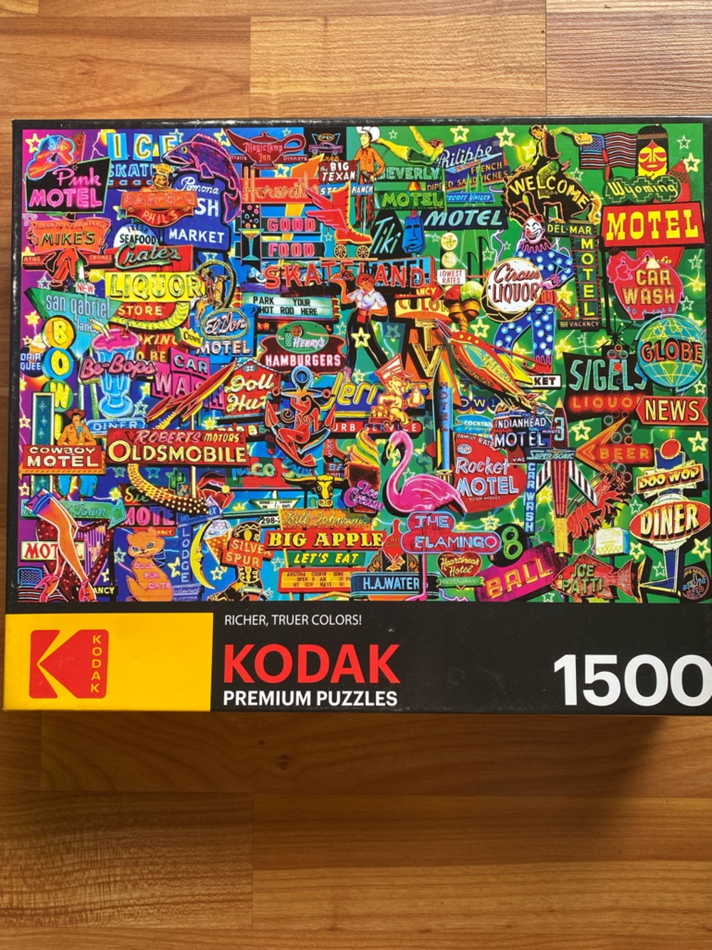 Kodak Neon Sign Collage 1500 Piece Puzzle — Vibrant Multi-Color Artwork